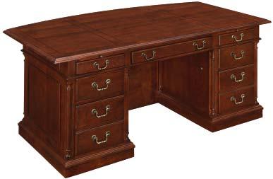/ file drawer Bottom two drawers in each pedestal lock EXECUTIVE CREDENZA WITH HPL TOP 7990-20HPL KNEEHOLE CREDENZA 7990-21 Drop front, pull-out keyboard drawer Wire management access provided