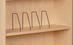contains: (1) Flat Wood Shelf with 4 Wire Loop Dividers and  contains: (1) Sloped Wood Shelf