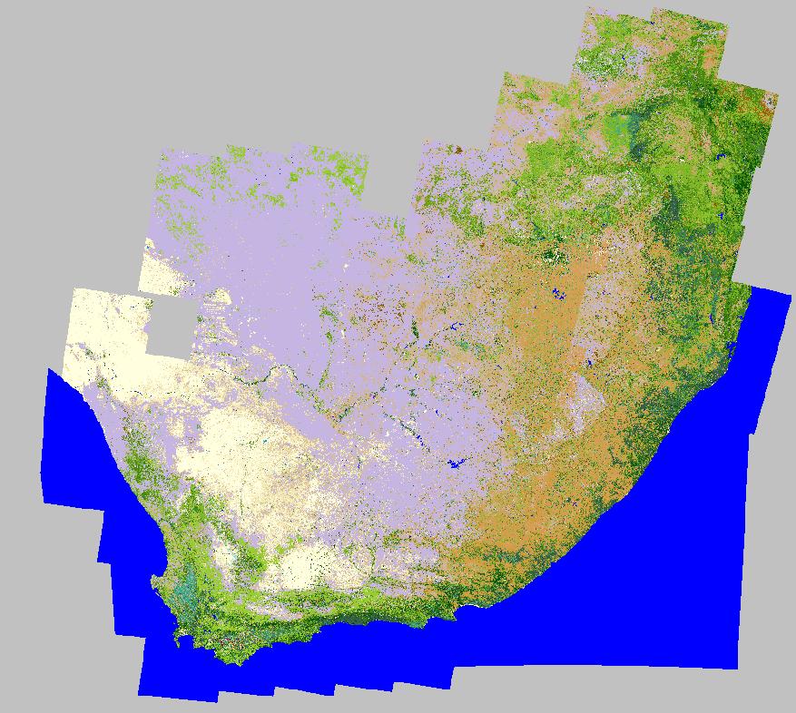 Figure 6. Grass-corrected, seasonally defined foundation land-cover dataset covering South Africa, Swaziland and Lesotho, based on Landsat 8 imagery, 2013-2014.