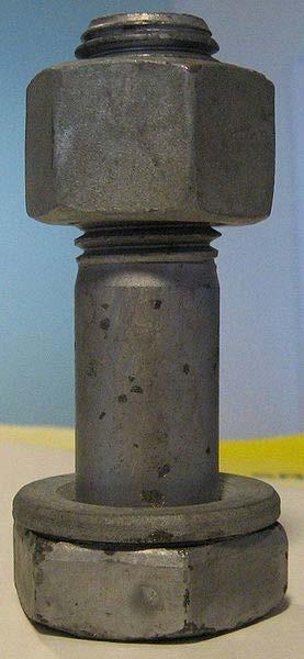 A structural bolt with a nut and washer There is no universally accepted distinction between a screw and a bolt.