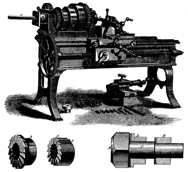 History A lathe of 1871, equipped