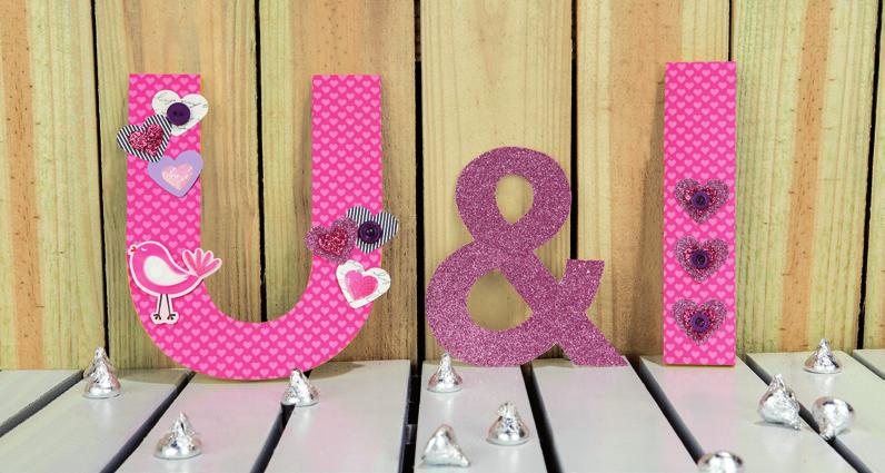Then adhere a loop of ribbon for hanging and display your lovey-dovey creations.