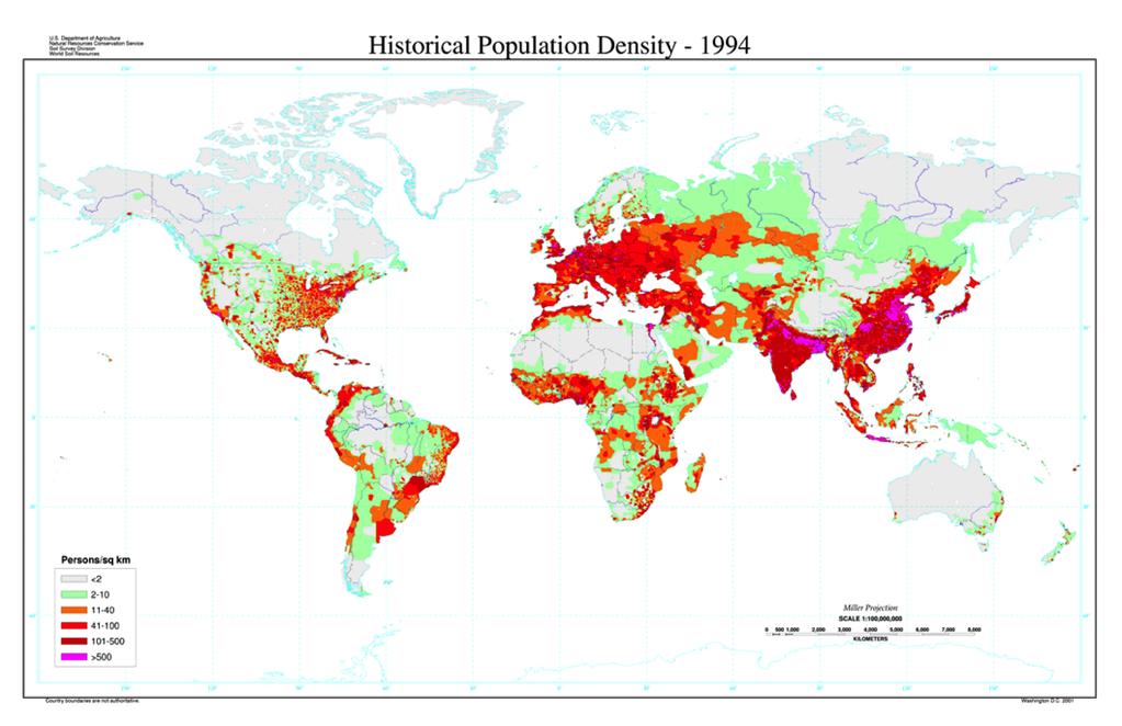 1.2.Distribution of the global population Althought the World it s overpopulated there are population deserts and crowded places.