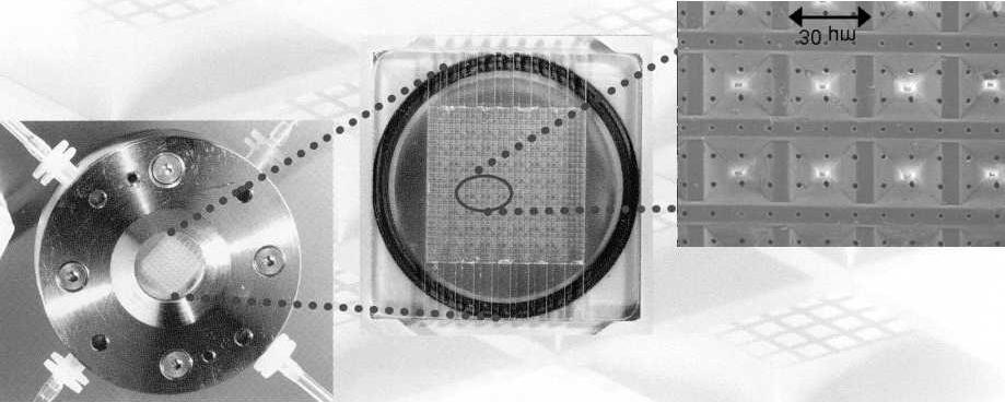 Fig. 4: Bioreactor Source: Forschungszentrum Karlsruhe, IMF-1 starts with micromilling and flycutting of a brass mold, followed by micro injection molding for mass replication of the structure.