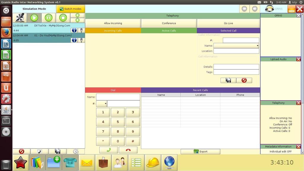 Figure 13. UI of the software used for IIT Mandi Community Radio. The first goal was to research different setups of community radio and rule out the best and most compatible one with our environment.