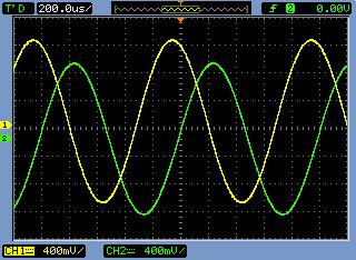 Multiple Channels Figure 10 Display Showing Two Channels The oscilloscope in Figure 4 has four separate input channels, allowing four different signals to be displayed on the screen simultaneously