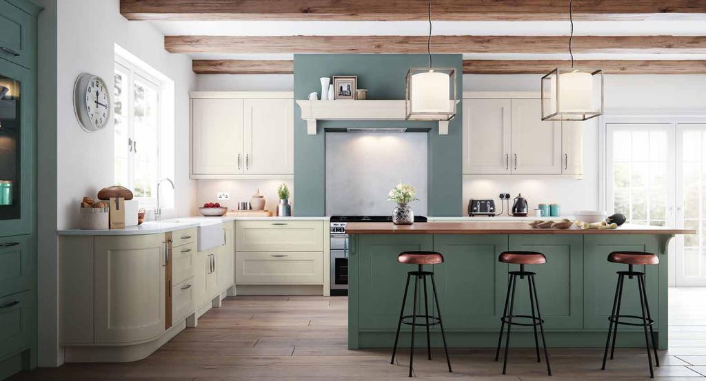 Painted & Stained FLORENCE Porcelain & Ballroom Blue NEW RANGE All Florence doors, drawerfronts and frames are available in 21 standard paint colours.
