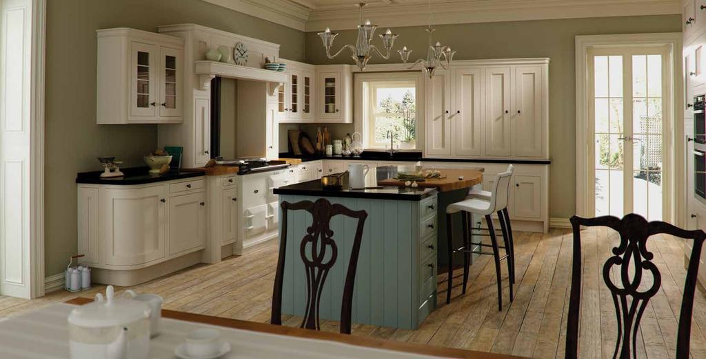 Painted & Stained IONA OAK INFRAME Ballroom Blue & White Cotton All Iona Oak Inframe doors, drawerfronts and frames are available in 21 standard paint colours.