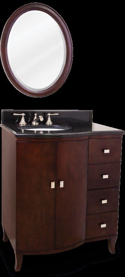 Mahogany Modern Rich mahogany veneer and polished nickel hardware give this modern 30 solid wood vanity a rich style.