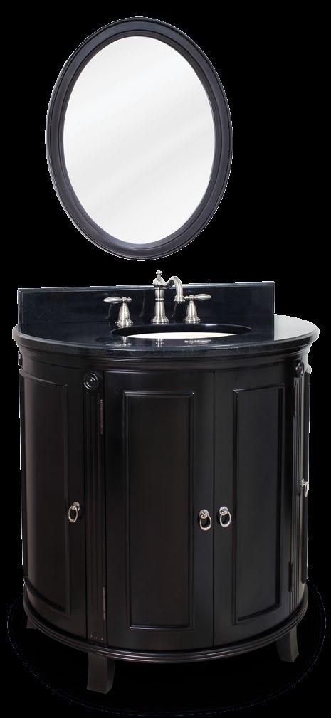 Demi-Lune Espresso This 33-1/4 wide solid wood vanity s curved demi-lune shape is taken from classic Art Deco furniture.