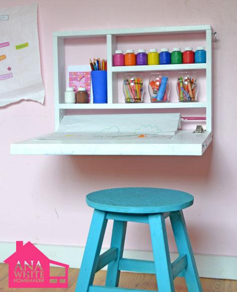 storage would work perfect as a kid's art desk. Duh. Tiny Space Solution We have this constant issue in our house of no where to color, paint and do simple crafts.
