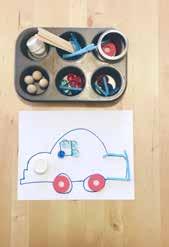 Draw, or print out, a simple outline of a car. Decorate the car with the small objects!