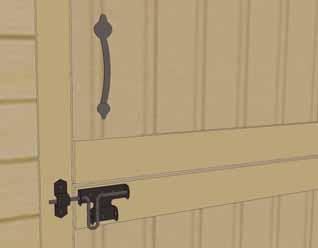 86. Attach Door Handle, Exterior Barrel Bolt and Interior Barrel Bolt to