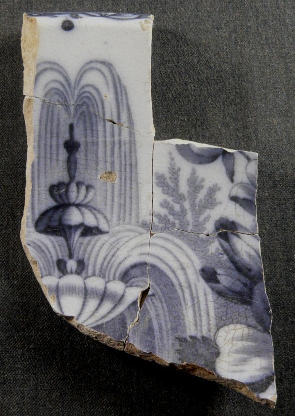 No 006 5 Bowl Sydenham 173 a & b Five, thick, standard white earthenware shards conjoin to form a fragment