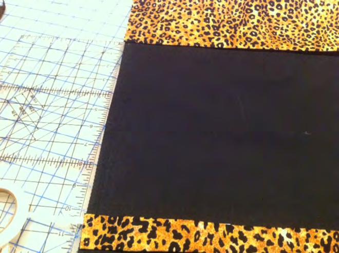Remove the paper backing and finger press to the main fabric rectangle. Repeat with the 18 length between the long folded edge and the main fabric rectangle. Step 4.