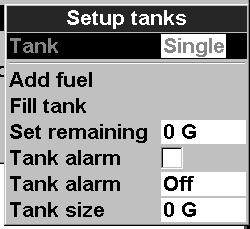 Setup engines If the boat has more than one engine, select Engine and select each engine in turn. For the selected engine, you can enter: From tank: The fuel tank the engine is connected to.