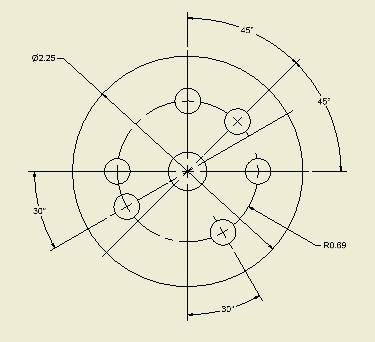 Dimensioning Radial Patterns Angles and radius values are used to locate
