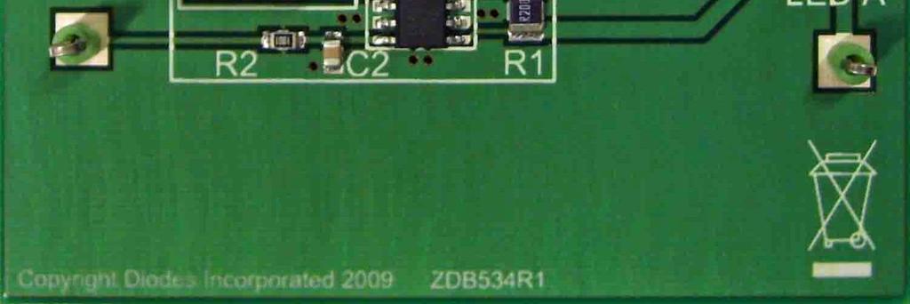 The nominal current for the evaluation board is set at 1A with a 0R2 sense resistor, R1.