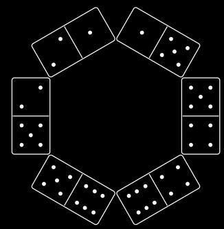 dominoes, and to the 6-pips on the domino. The ring adjacent to the 5-pips.