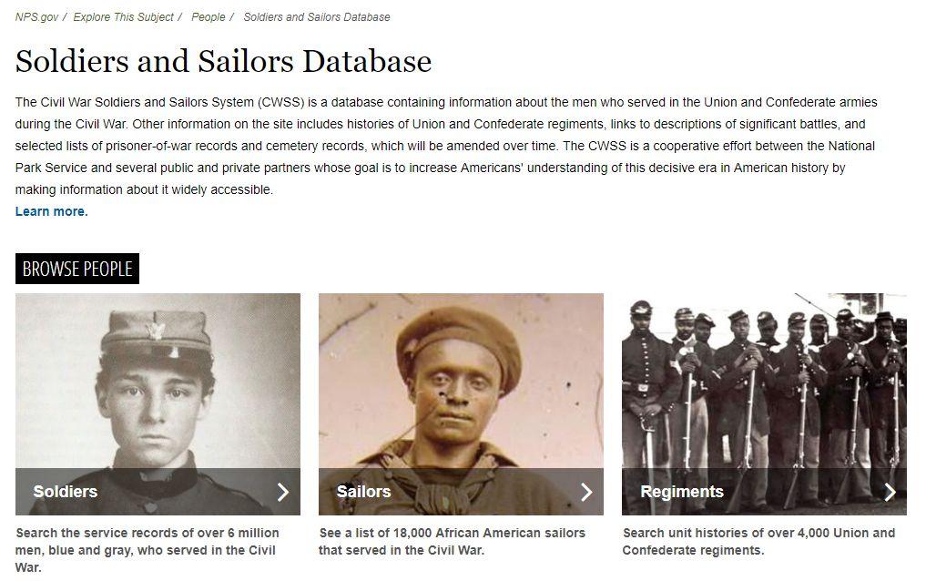 NPS Soldiers and Sailors Database List of soldiers in regiment