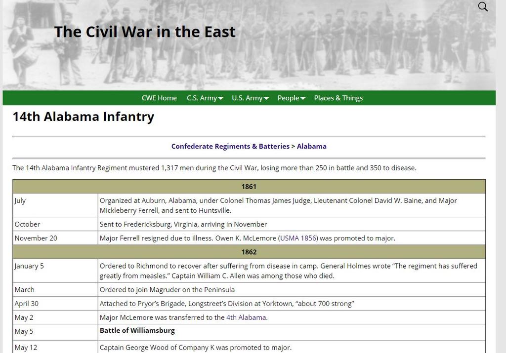 1. Find Regiment Histories and Timelines Civil War in