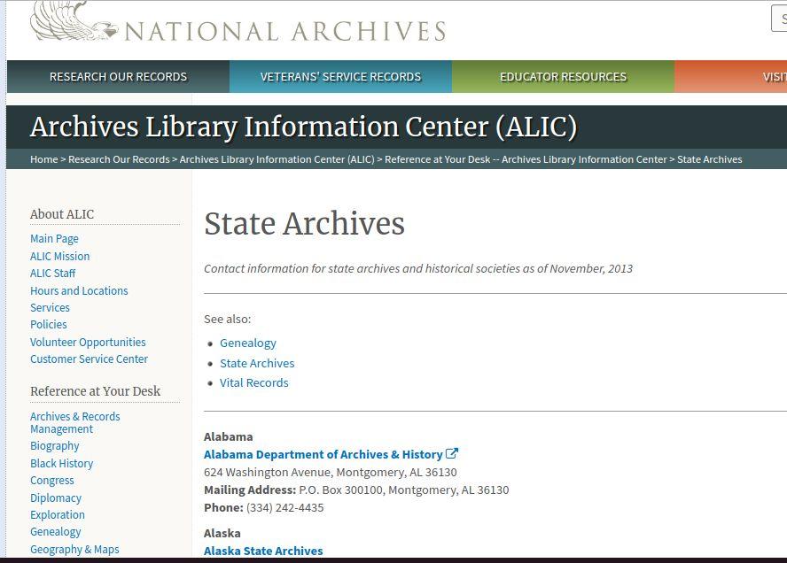 3. Consult State Archives Digital Collections National Archives list of each state archives