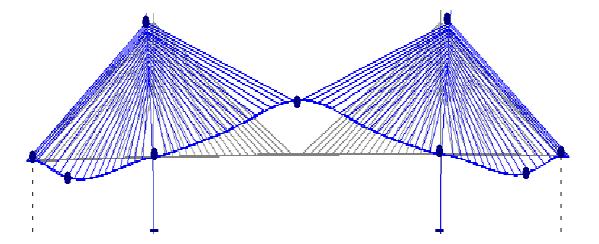 The experimental mode shapes of the bridge were extracted using the time domain decomposition (TDD) technique [7].