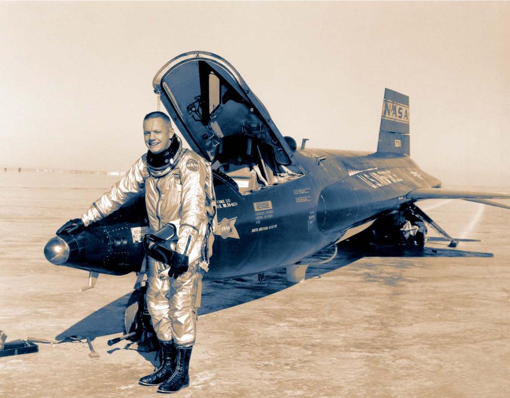 Neil Armstrong was a test pilot for the X-15 high-speed rocket plane at the Dryden Flight Research Center in 1960.