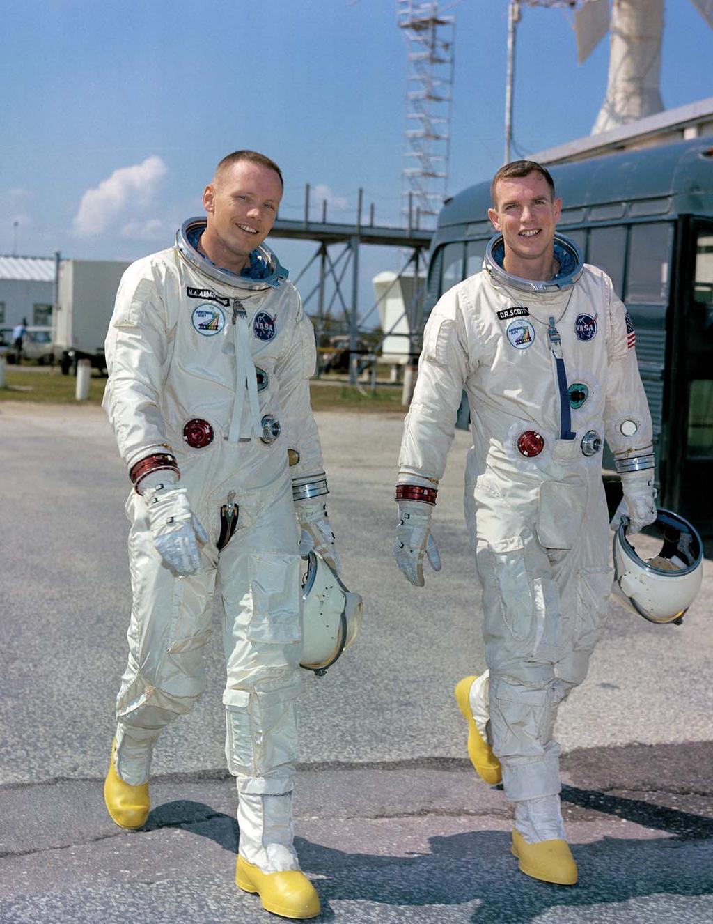 Astronauts Neil Armstrong (left) and David