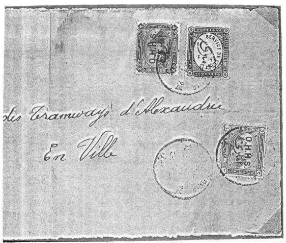 Ordinary and registered correspondence addressed to places abroad were to be wholly franked with the official (O.H.H.S.) stamps.