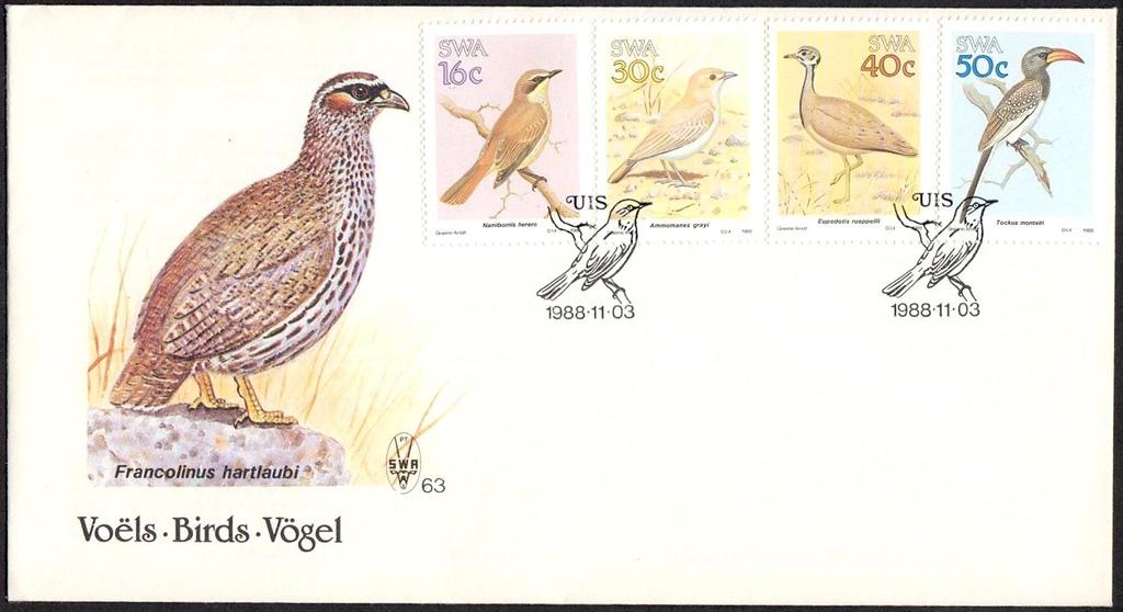 Southern African Birds on FDC and Maximum cards First Day covers add any interesting aspect to Bird Philately in as much that Official Post Office FDC usually include an inset.