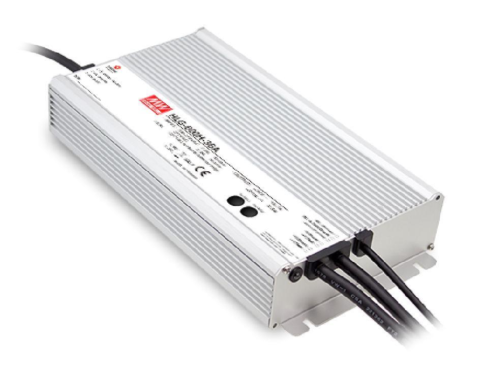 600W Single Output Switching Power Supply F 110 M M SELV HLG-600H series IP65 IP67 Features Universal AC input / Full range (up to 305VAC) Built-in active PFC function No load power consumption <0.