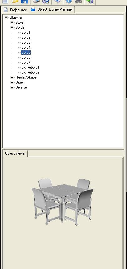 Rooms and floor are added by a right click on respectively Floor and Room The Object library contents 3D objects such as