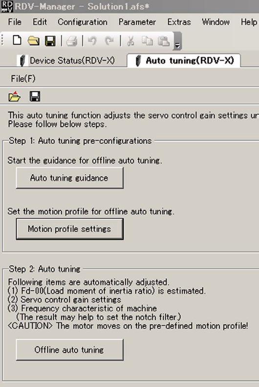 If you do not need to refer to the auto tuning procedure, it is not necessary to view this. 2. [Motion profile settings] button Specifies the operation pattern used for automatic servo gain tuning.