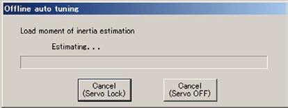 5 Execute load moment of inertia estimation. Click the [Start estimation] button. Load moment of inertia estimation is executed.