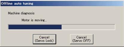 If you click the [Cancel (Servo OFF)] button, machine diagnosis is halted and the servo turns off.