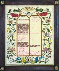 Here s what Marsha Parker of The Scarlet Letter says about this reproduction: The earliest tablet format samplers were created in England during the first quarter of the eighteenth century.