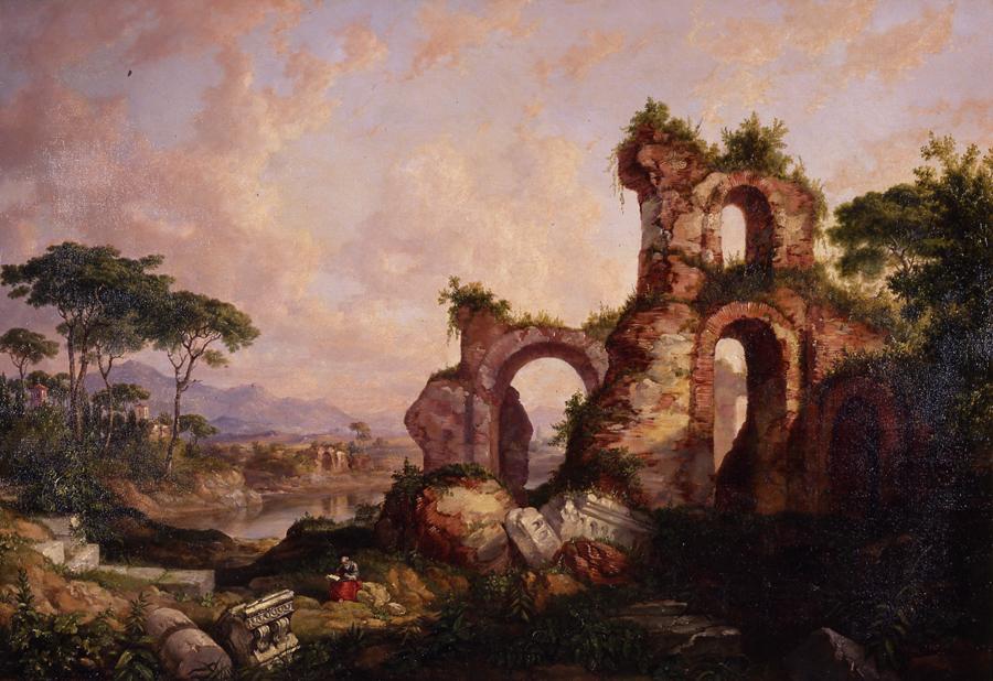 Daniel Hun;ngton (American, 1816-1906), Roman Ruins in Southern Italy, 1848 oil on