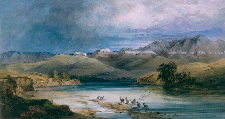 Karl Bodmer (Swiss, 1809-1893), White Castles on the Missouri, 1833 watercolor
