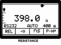 1. Turn the rotary switch to the Ω position. 2. The meter will turn on in the resistance autoranging mode. 3.