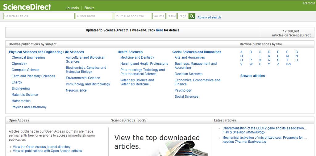 ScienceDirect Platform Search effectively supports the four most frequent research tasks and is available on every page: A specific title