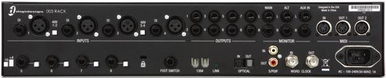 Hardware options for Pro Tools LE and M-Powered systems Rear Panel The 003 and 003 Rack have identical connectors, although the 003 s Power switch is on its back panel, whereas the 003 Rack s Power