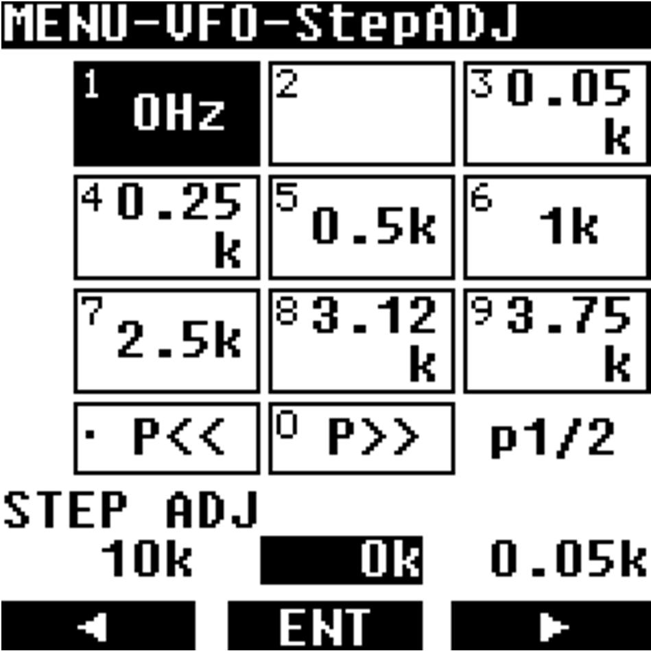 STEP-ADJUST This function is useful when the array of desired receiver frequencies is not compatible with the default step frequency. Step-adjust allows setting the frequency steps accordingly.