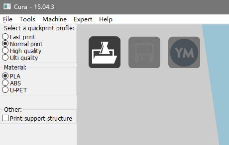 1.3 Quick Print Settings After setting up Cura for the first time, you will be shown the main interface screen.