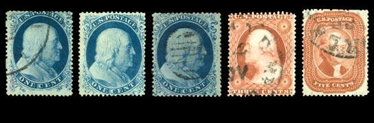 00 1006 ( ) (3) 5 1875 reprint of the 1847 top sheet margin Franklin. No gum as issued.