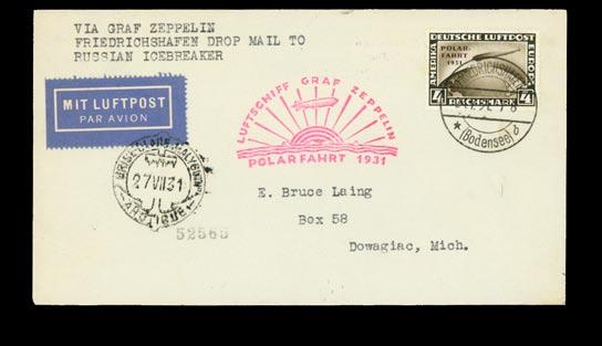 00 1677 Two Graf Zeppelin South America First Flight cachet cover having C39 and card having C38 cancelled in Friedrichshafen on May 18, 1930.