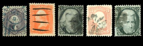 2016 PFC (535480) states, it is genuine, used, town cancel, position 12R5L. Cut in on three sides, centered only Fine. (Photo on Page 3) 850.00 1021 (27) 5 Brick red type I 1858 issue.