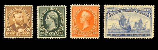 , includes a 1996 PFC when it was the right stamp of a horizontal pair. Great color, centered F-VF. (Photo) 180.00 1059 1060 1061 1063 1064 1059 (216) 5 Garfield 1888 issue. OG.