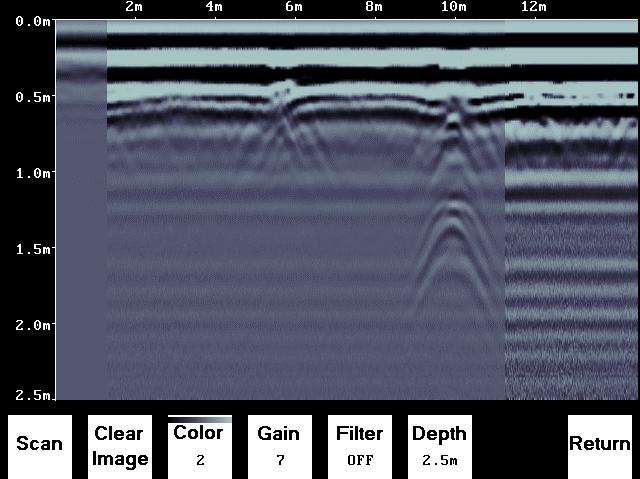 Simple straightforward operation IMAGE SETTING SCREEN Gain: Since GPR signals are absorbed by the material being scanned, deeper targets have weaker signals.
