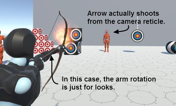 Use the Release from camera option on the Bow Basic Attack motion.